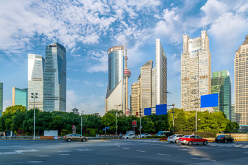 Fototapeta na wymiar Urban architectural landscape in Lujiazui, Shanghai