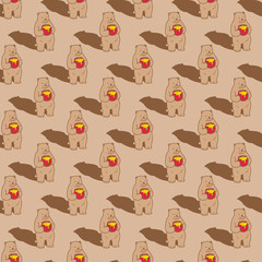 Bear polar bear Seamless Pattern vector Honey wallpaper background Brown