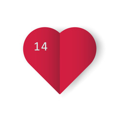 14 on a red heart on a white background