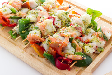 Fish and vegetable kebabs