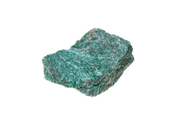 Fuchsite mineral stone, isolated on white background