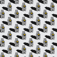 Bear polar bear Seamless Pattern vector Honey wallpaper background grey