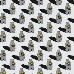 Bear polar bear Seamless Pattern vector Honey wallpaper background grey