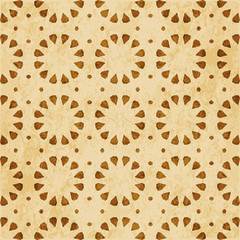 Fototapeta na wymiar Retro brown Islam seamless geometry pattern background eastern style ornament