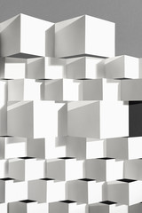 Abstract composition of white paper stripes