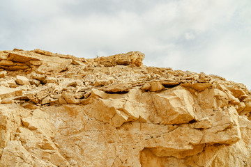 View on rock in wild desert in Israel.