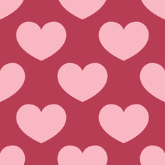 Hearts as seamless pattern. Cherry red and beige romantic background