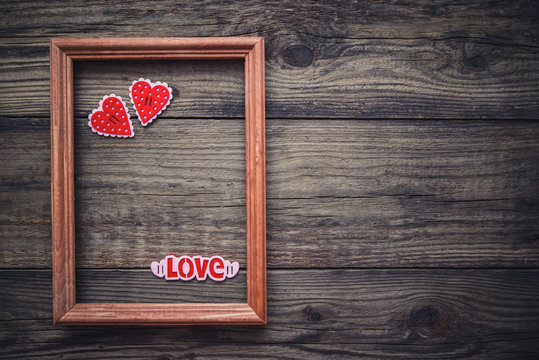 Picture to Valentines Day with frame and hearts