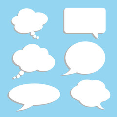 Vector set of stickers of speech bubbles. Blank empty white speech bubbles