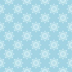 White and blue floral ornament. Seamless pattern