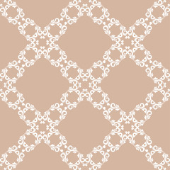 Seamless beige pattern with white wallpaper ornaments