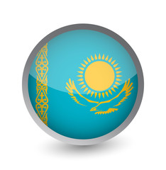 Kazakhstan Flag Round Glossy Icon