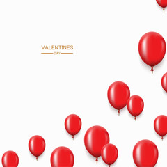 Vector modern red balloons background for happy birthday or valentine day.