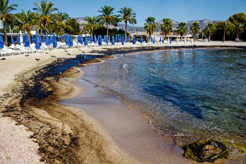Greek oil spill spreads to Athens Riviera following the sinking of an oil tanker in Saronic Gulf, Athens, Greece, September 14 2017