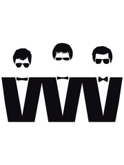 Icon - gentlemen, black glasses, bow tie - three letters 