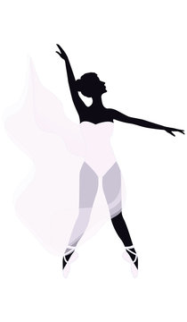 Sketch - ballet dancer in a long transparent cape - isolated on white background - art vector.