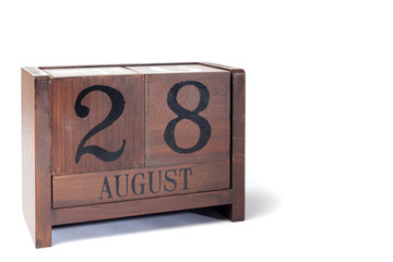 Wooden Perpetual Calendar set to August 28th