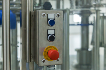 Control panel of an electrical switchgear cabinet. control panel with buttons