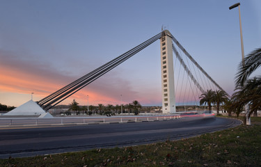 Fototapeta na wymiar Bridge of the Bimilenari in the city of Elche. Province of Alicante, Spain.