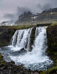 Fototapeta na wymiar The Iconic Kirkjufellsfoss waterfall in Iceland