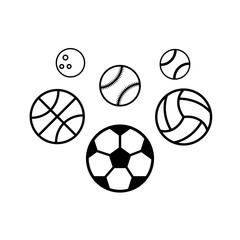 Sport balls on white background. Illustration stok vector.
