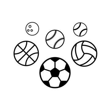 Sport balls on white background. Illustration stok vector.