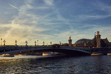 Fototapeta na wymiar Boat tour on Seine river in Paris, France.