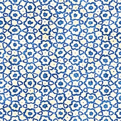 Fototapeta premium Native batik seamless watercolor artistic boho style colorful square pattern.