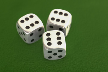a gamble with many dice (3d rendering)