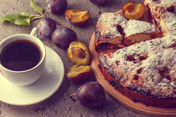 Pie with plums