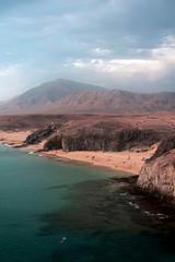 Sunset on seashore of Playa Blanca in Lanzarote, Canary Islands