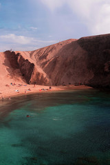 Sunset on coast of Papagayo Beach in Lanzarote 