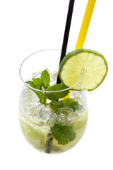 Mojito cocktail isolated on white background