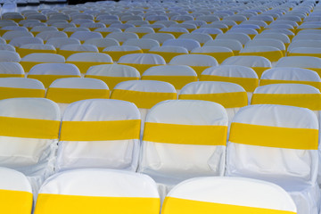 Fototapeta premium beautiful white chairs decorated with bows