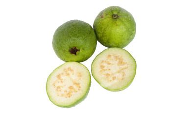 Guava isolated on white background. Collection. Psidium guajava