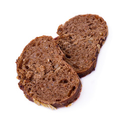Fresh whole grain bread  on white background