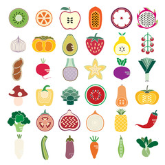 Fruit and Vegetables icon set