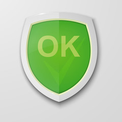 Security label. Vector badge. Defense tag. System ok