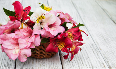 beautiful bouquet of pink alstroemeria