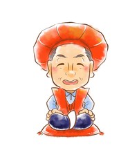 還暦のちゃんちゃんこを着ている男性