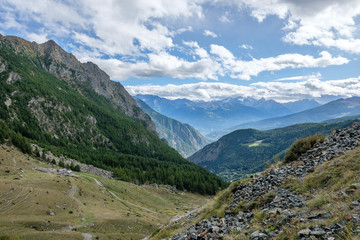 Fototapeta na wymiar View of Gran Paradiso mountain range in Aosta valley, Italy