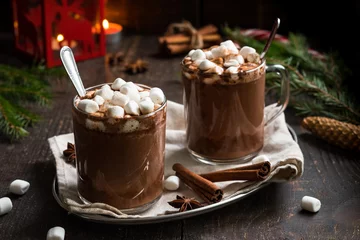 Fototapeten heiße Schokolade mit Marshmallow © yuliiaholovchenko