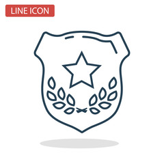 Police officer badge line icon for web and mobile design