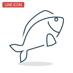 Fresh fish line icon for web and mobile design