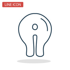 Fish slice line icon for web and mobile design