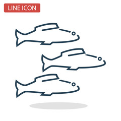 Sea fish flock line icon for web and mobile design