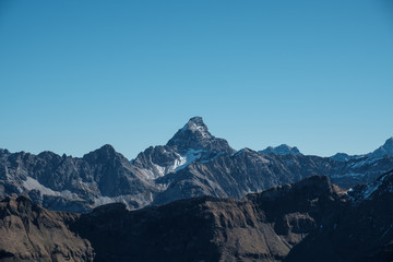 Fototapeta na wymiar Panoramic view of peak Hochvogel in the Allgaeu Alps, Germany