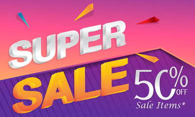 Sale concept vector banner with abstract triangle elements