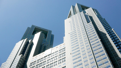 Obraz premium The high commercial office and residential building in Japan downtown city 