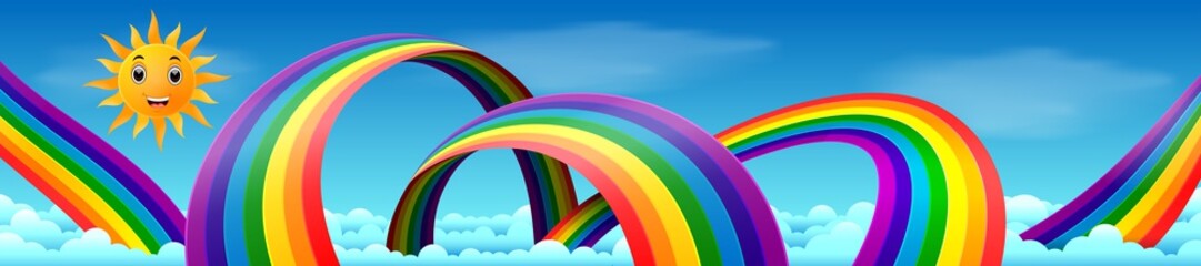 Rainbow with skies and sun